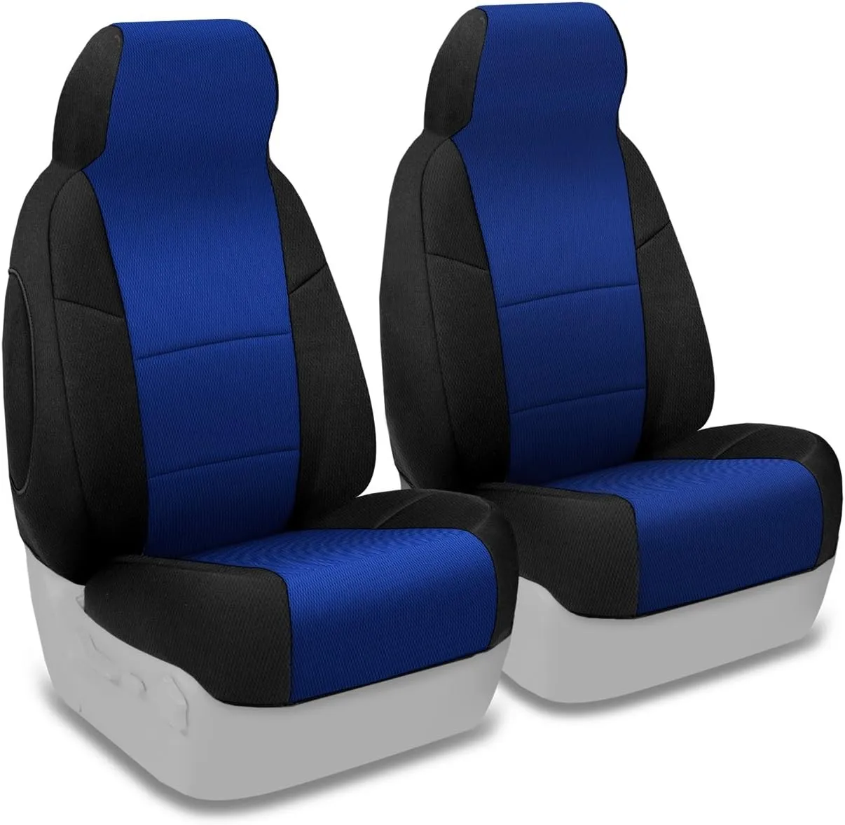 Coverking Custom Fit Front 50/50 Bucket Seat Cover for Select Jeep Patriot Models - Spacermesh 2-Tone (Blue with Black Sides)