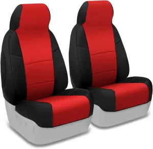 Coverking Custom Fit Front 50/50 Bucket Seat Cover for Select Jeep Patriot Models - Spacermesh 2-Tone (Red with Black Sides)