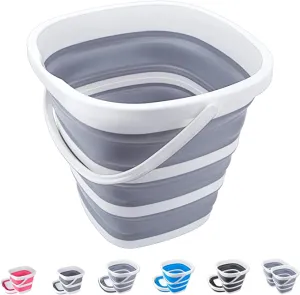 Craftend Collapsible Bucket 10L 2.6 Gallon Cleaning Bucket Mop Bucket - Grey-10l