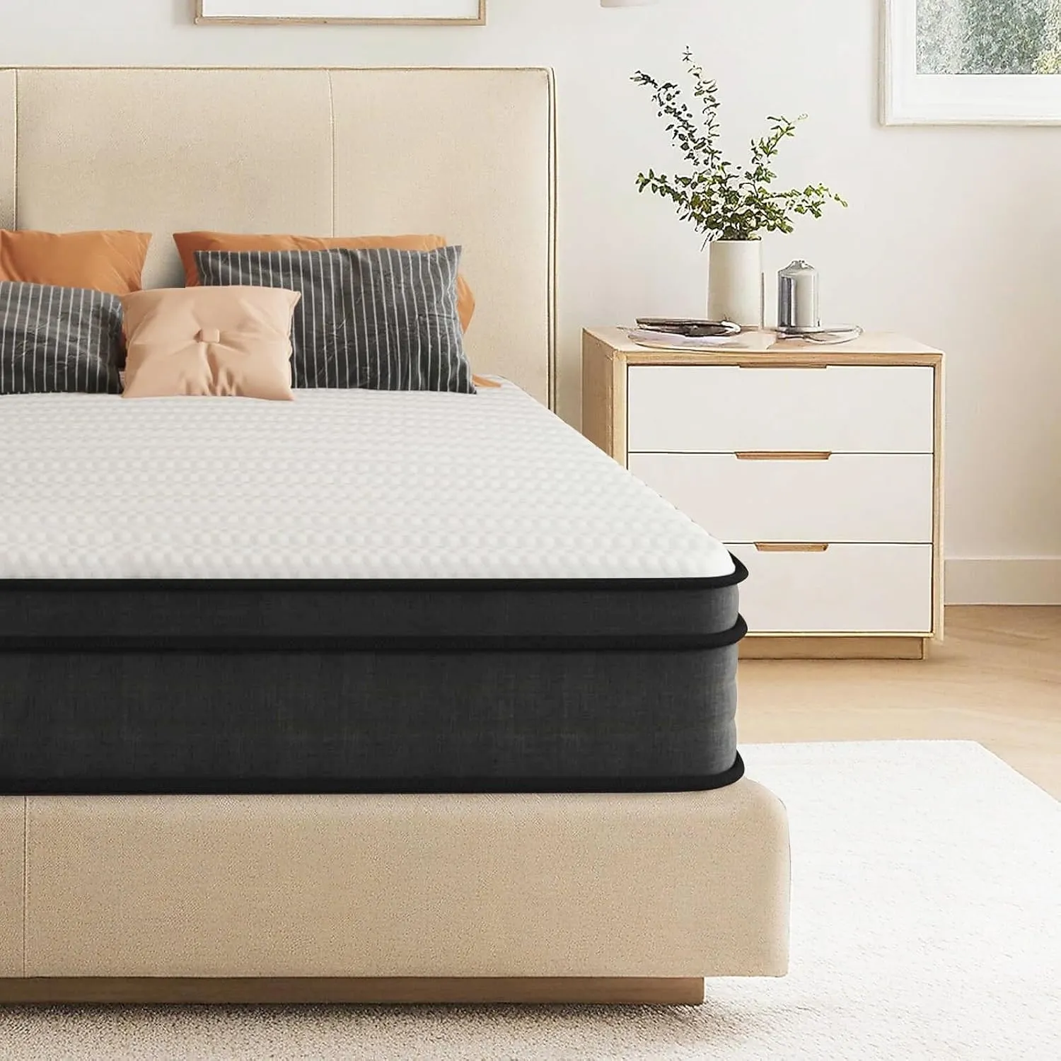 Crayan Queen Mattress, 12 Inch Hybrid Memory Foam Mattress in a Box with Individual Pocket Spring for Motion Isolation & Silent Sleep, CertiPUR-US