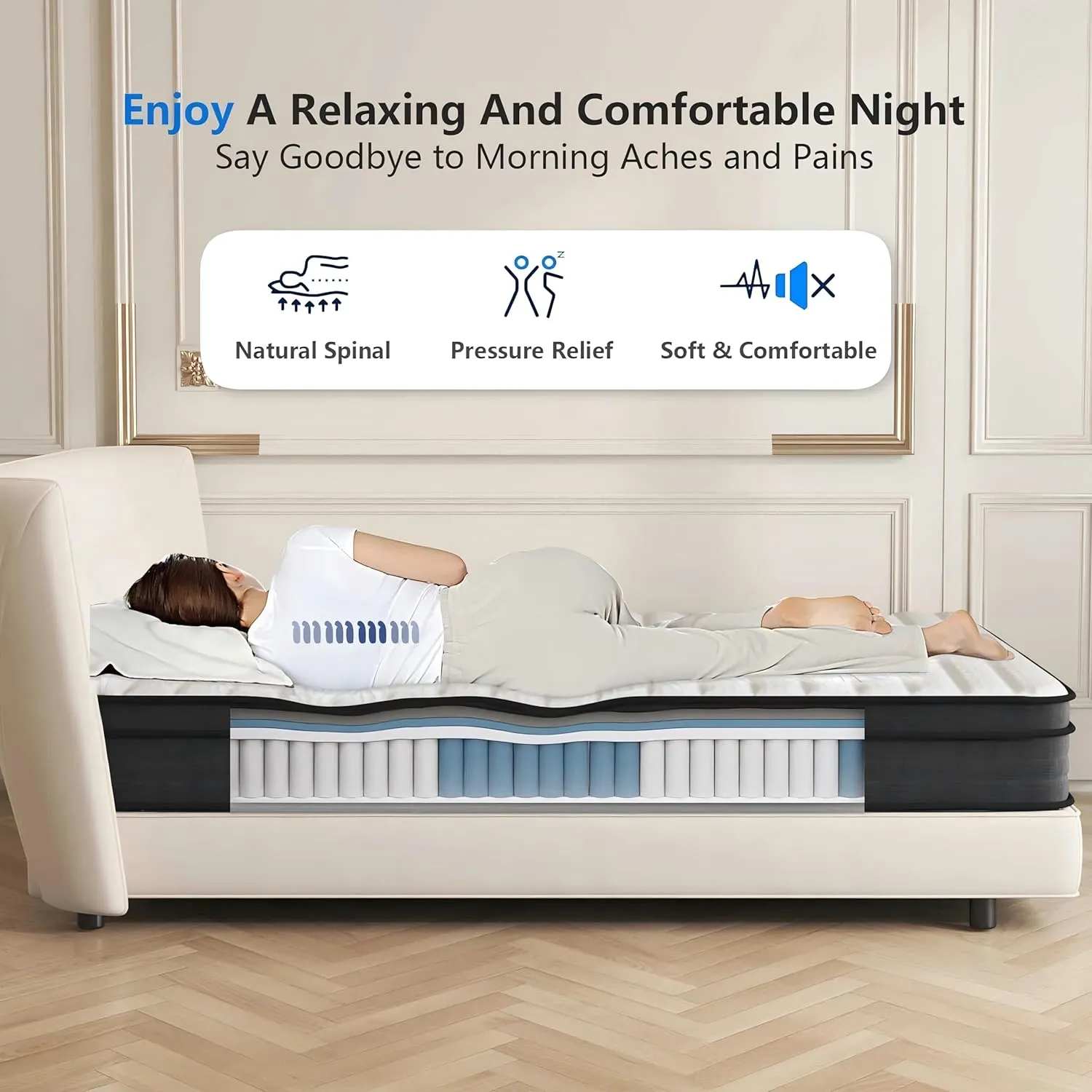 Crayan Queen Mattress, 12 Inch Hybrid Memory Foam Mattress in a Box with Individual Pocket Spring for Motion Isolation & Silent Sleep, CertiPUR-US