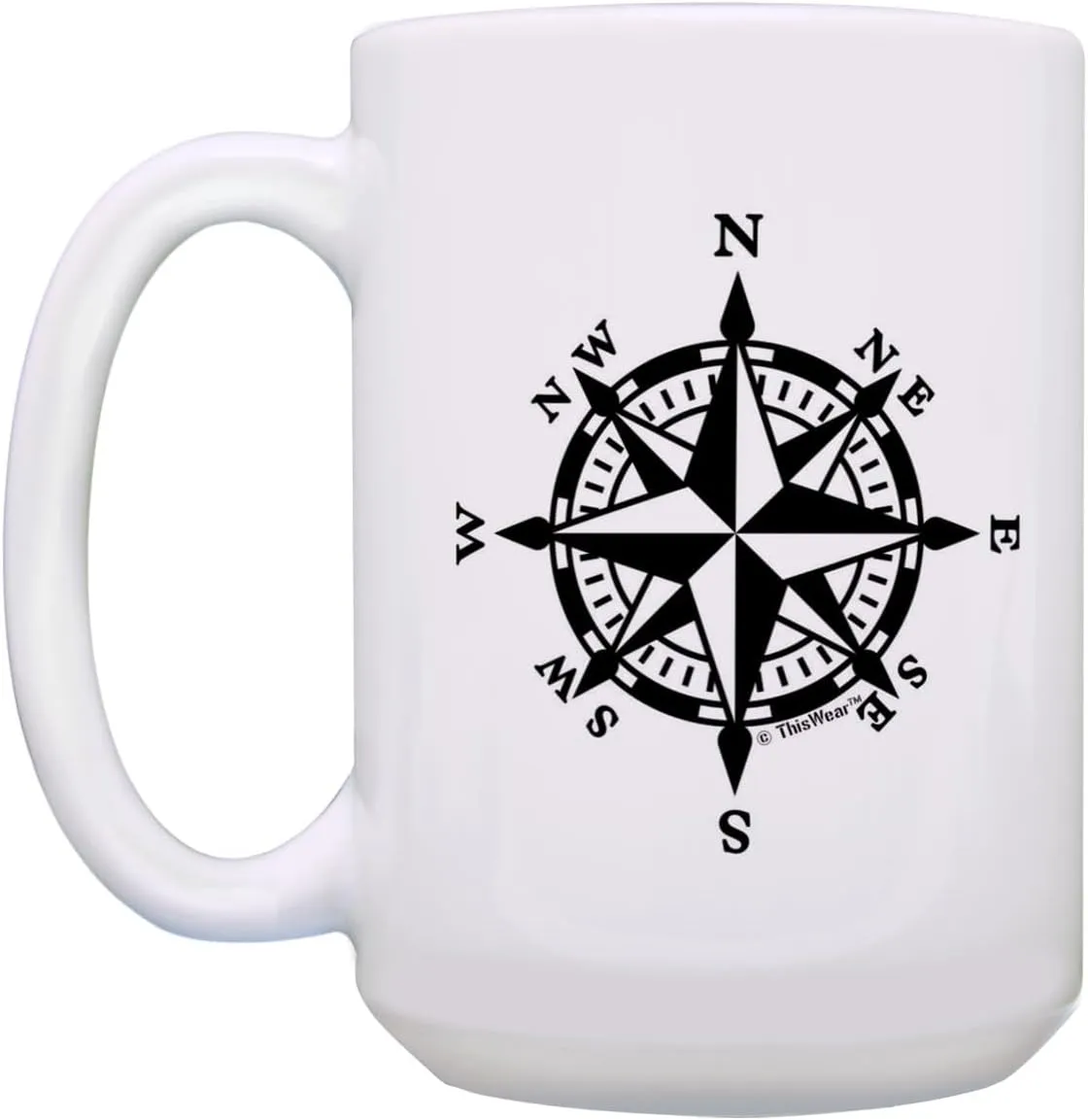 Cruise Gifts Nautical Compass Hiking Compass Coffee Mug Adventure Gifts Travelers Gift Outdoorsman Gift 15oz Ceramic Coffee Mug with Handle