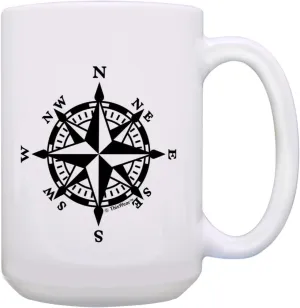 Cruise Gifts Nautical Compass Hiking Compass Coffee Mug Adventure Gifts Travelers Gift Outdoorsman Gift 15oz Ceramic Coffee Mug with Handle