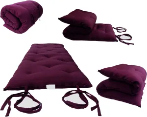 D&D Futon Furniture Queen Size Burgundy Traditional Japanese Floor Futon Mattresses, Foldable Cushion Mats, Yoga, Meditaion 60" Wide X 80" Long