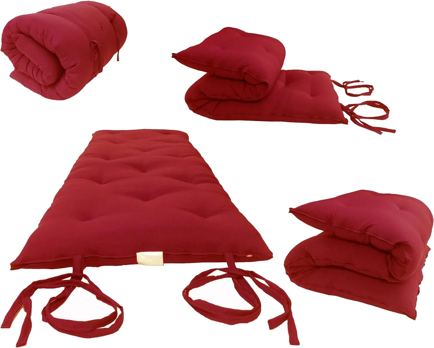 D&D Futon Furniture Red Traditional Japanese Floor Futon Mattress 3 X 30 X 80, Shiki Futon Filled with Cotton, Foam, Polyester Fiber