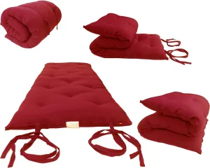 D&D Futon Furniture Red Traditional Japanese Floor Futon Mattress 3 X 30 X 80, Shiki Futon Filled with Cotton, Foam, Polyester Fiber
