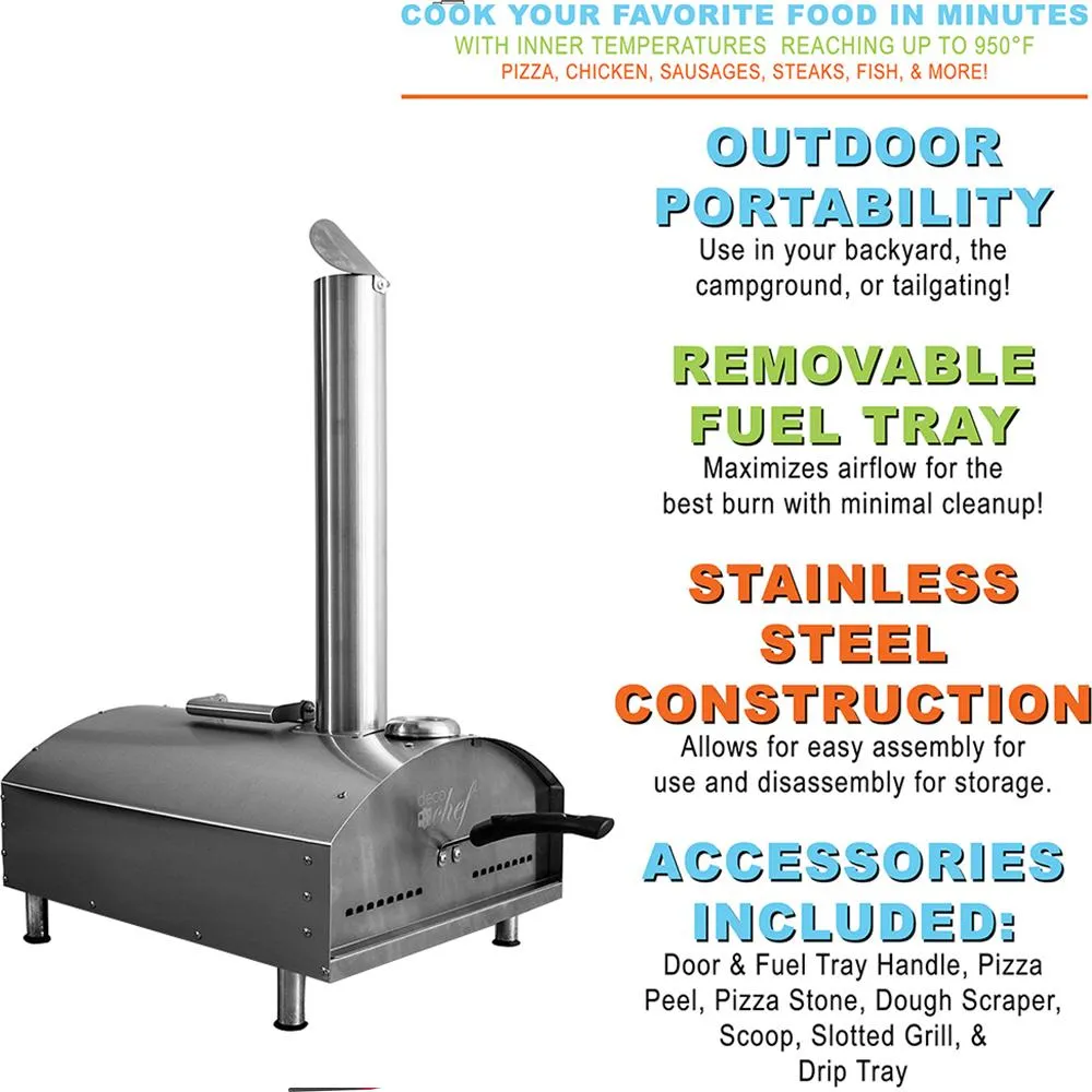Deco Chef Portable Outdoor 2-in-1 Pizza and Grill Oven (Open Box)   1 Year Warranty