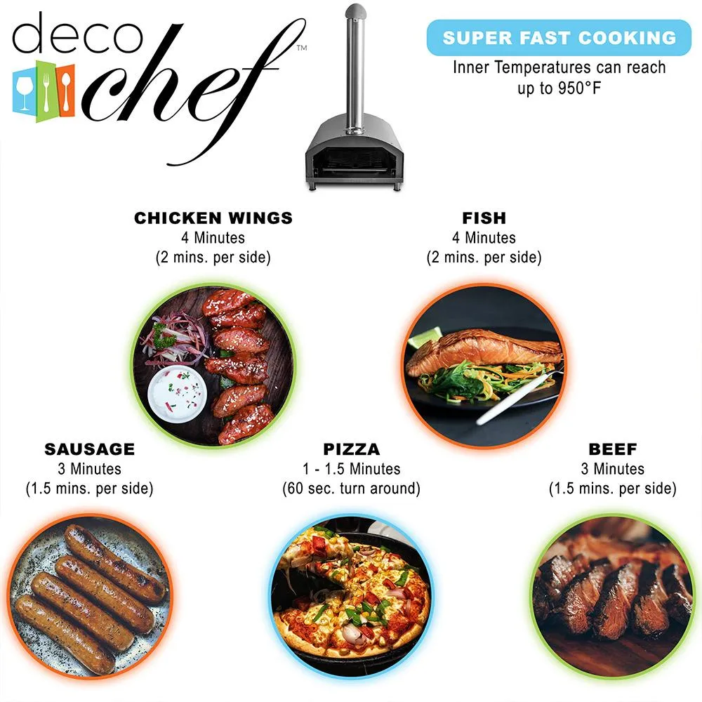 Deco Chef Portable Outdoor Pizza Oven 2-in-1 Pizza and Grill Oven Functionality - Open Box