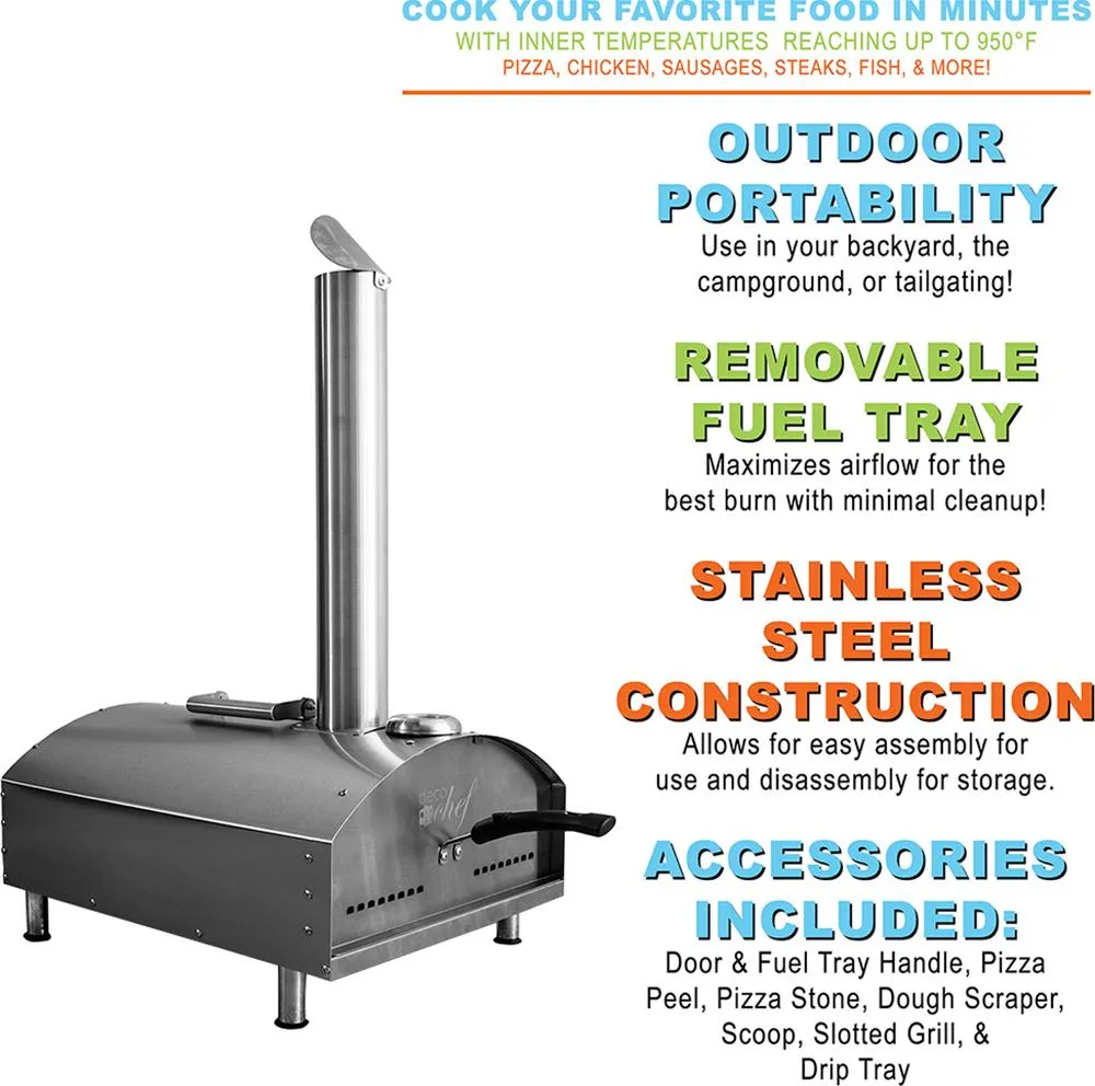 Deco Chef Portable Outdoor Pizza Oven 2-in-1 Pizza and Grill Oven Functionality - Open Box