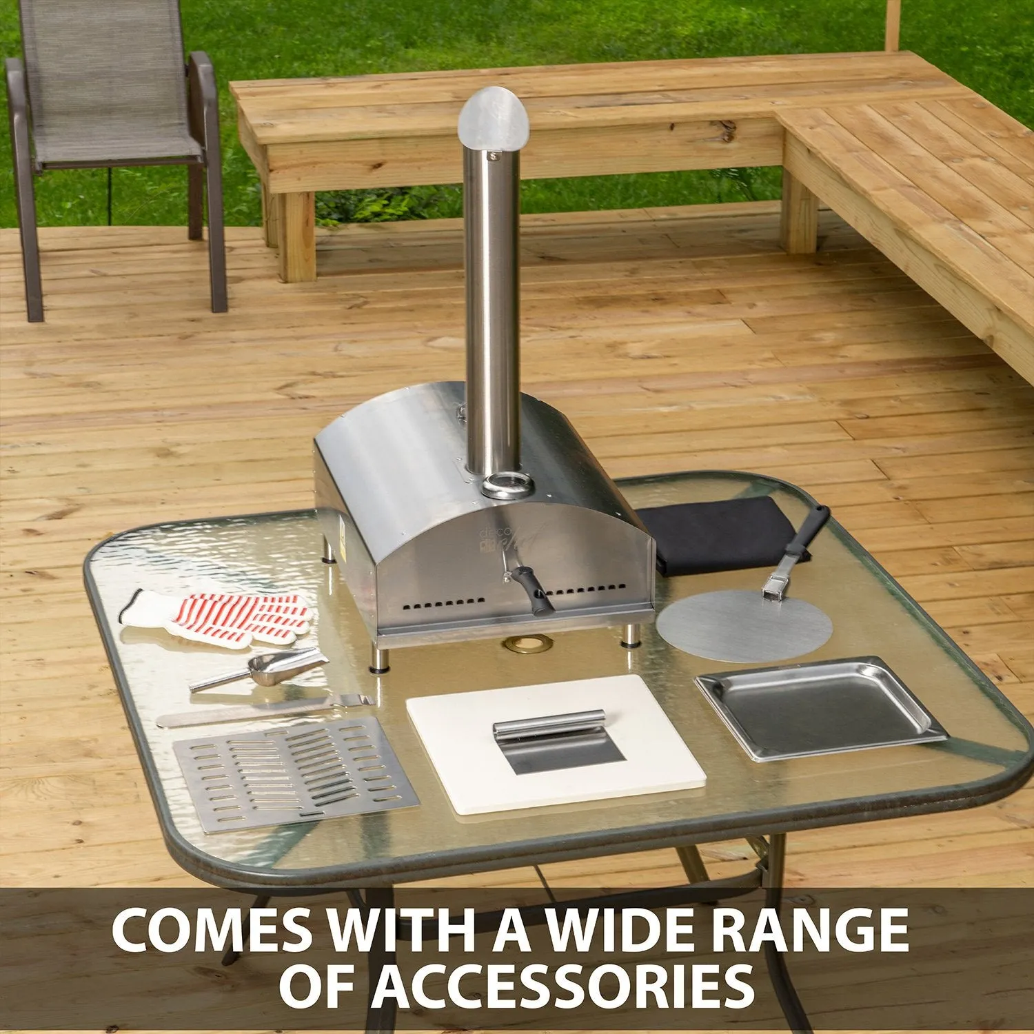 Deco Chef Portable Outdoor Pizza Oven with 2-in-1 Pellet Pizza & Grill Oven Functionality