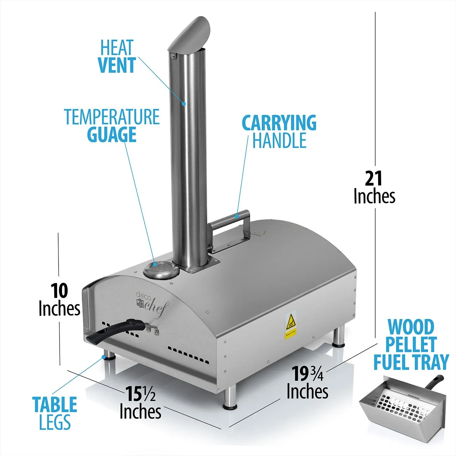 Deco Chef Portable Outdoor Pizza Oven with 2-in-1 Pellet Pizza & Grill Oven Functionality