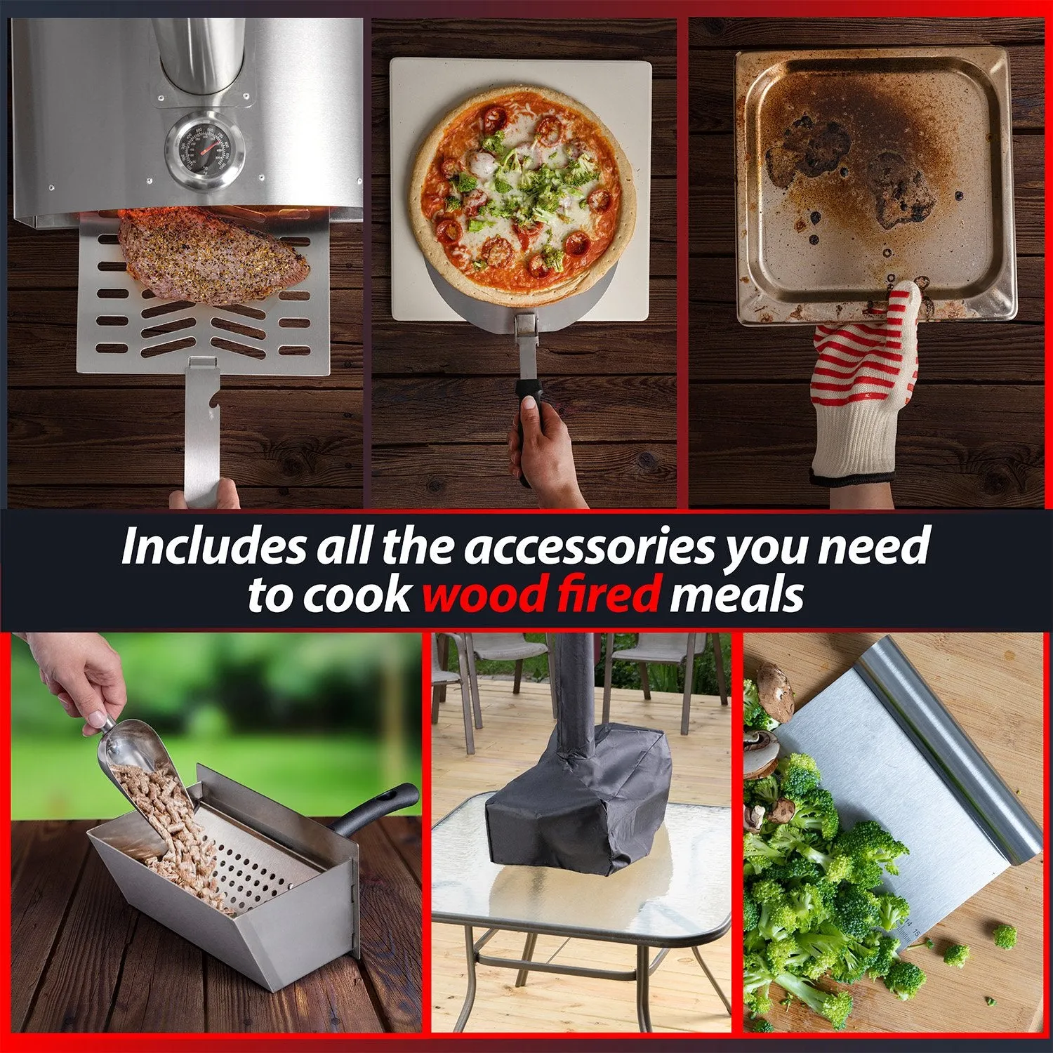 Deco Chef Portable Outdoor Pizza Oven with 2-in-1 Pellet Pizza & Grill Oven Functionality
