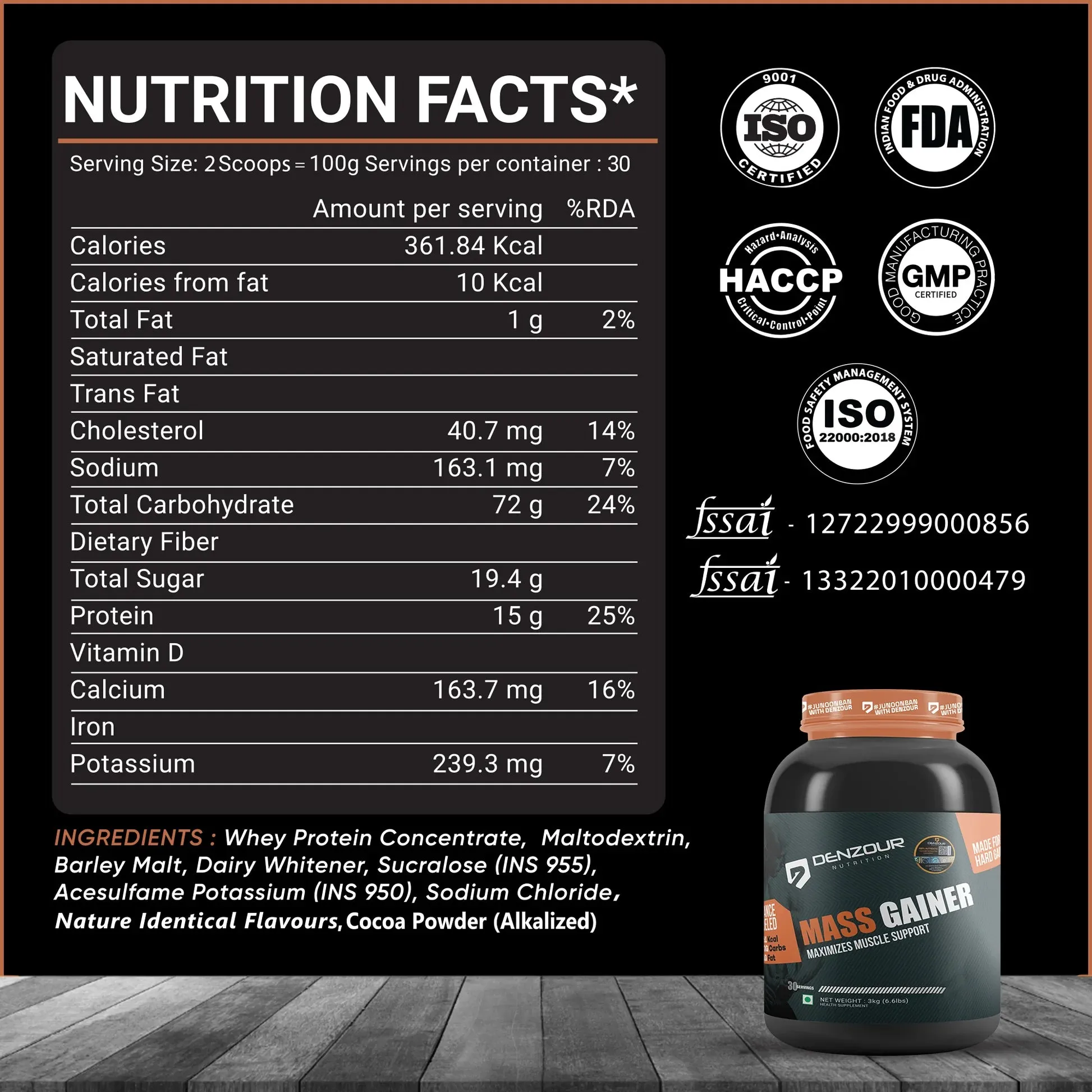 Denzour Mass Gainer - 3Kg