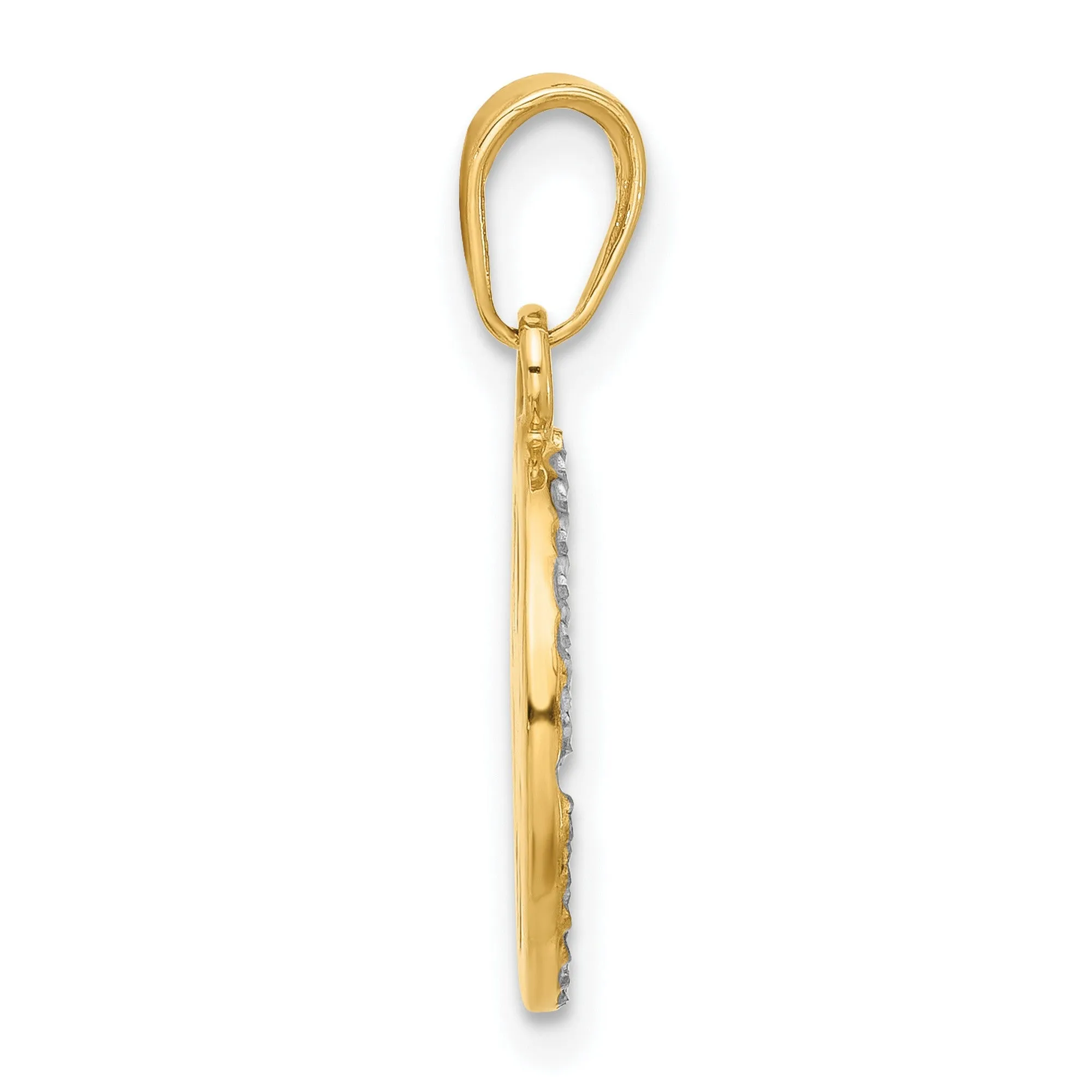 Diamond-Cut Compass Charm Pendant in Real 14k Multi-Tone Gold