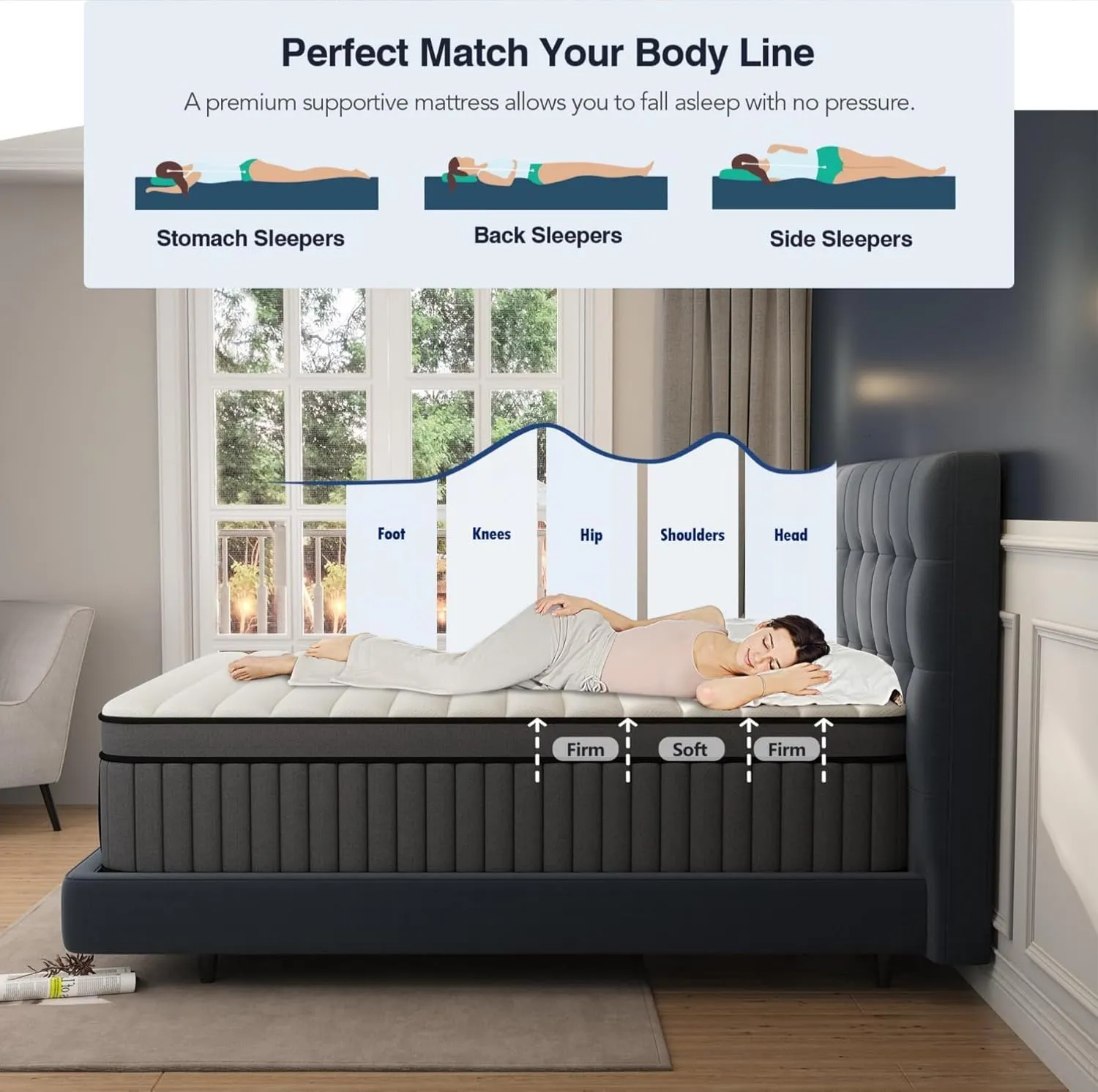 DIFAME Queen Size Mattress 14 Inch, Gel Memory Foam Hybrid Firm Queen Bed Mattress in a Box with Independent Pocket Spring, Pressure & Back Pain Relief, Edge Support, 100-Night Trial, CertiPUR-US