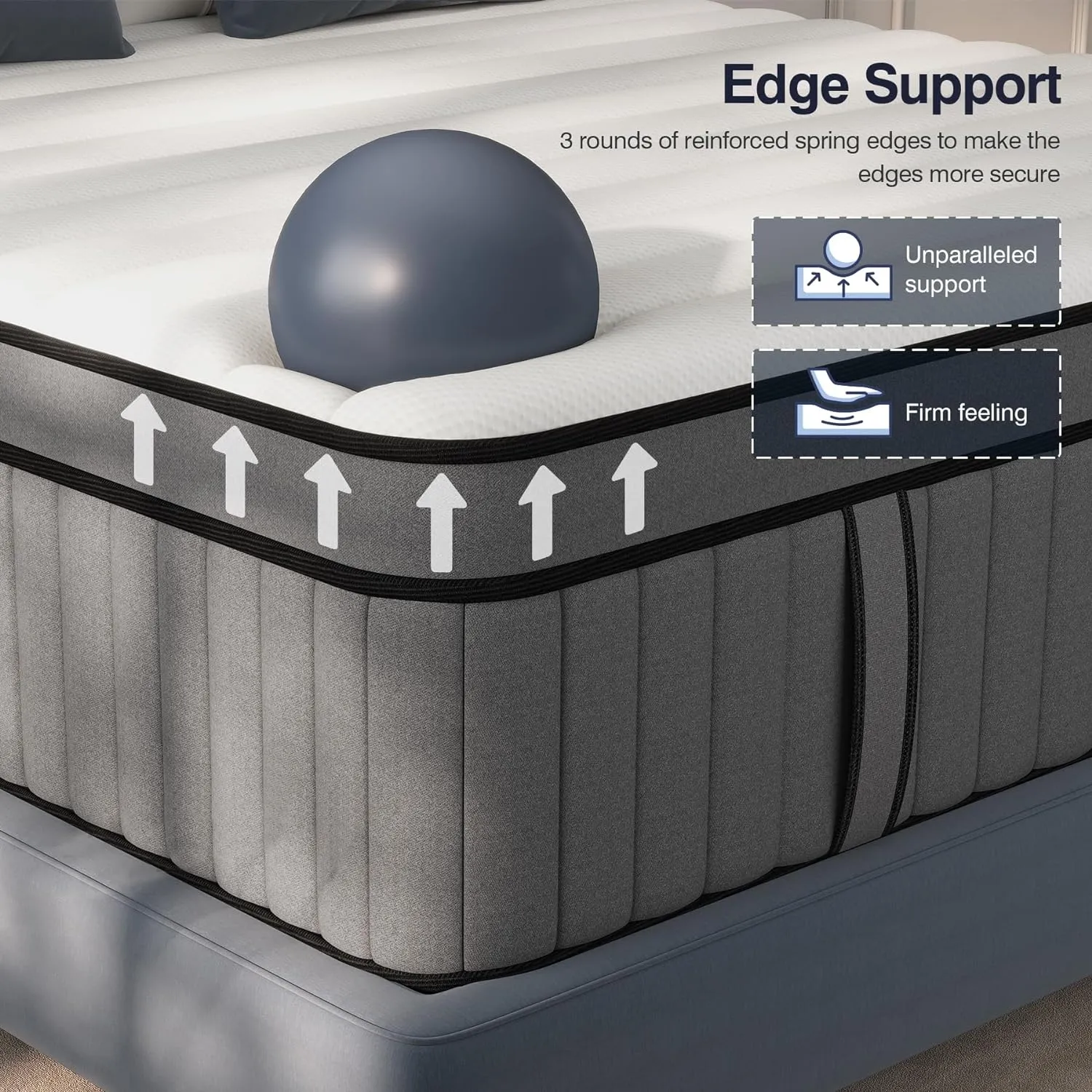 DIFAME Queen Size Mattress 14 Inch, Gel Memory Foam Hybrid Firm Queen Bed Mattress in a Box with Independent Pocket Spring, Pressure & Back Pain Relief, Edge Support, 100-Night Trial, CertiPUR-US