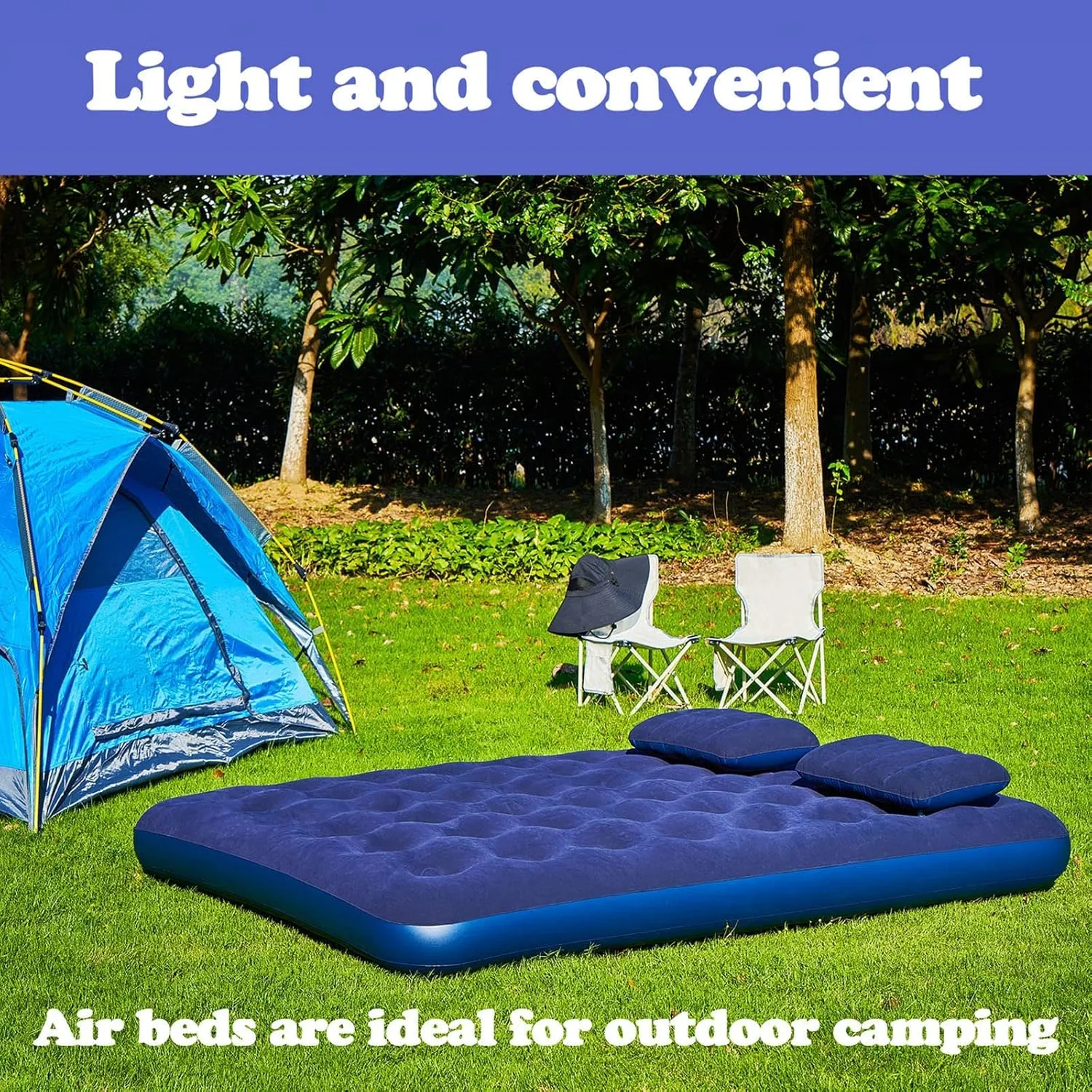 DIMAR GARDEN Queen Size Camping Air Mattress Inflatable Bed with Pillow,Include Hand Pump