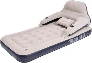DIMAR GARDEN Twin Size Air Mattress with Headboard and Pillows, Blow Up Bed