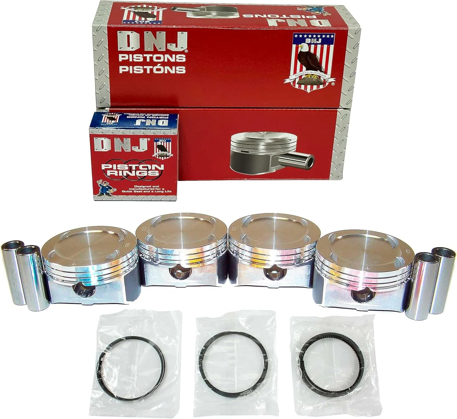DNJ PRK167 Piston and Ring Kit For 2006-2019 Chrysler Dodge Hyundai Jeep Kia 200 Avenger Caliber Compass Journey Optima Patriot Rondo Sebring Sonata 2.4L L4 DOHC 16V Naturally Aspirated