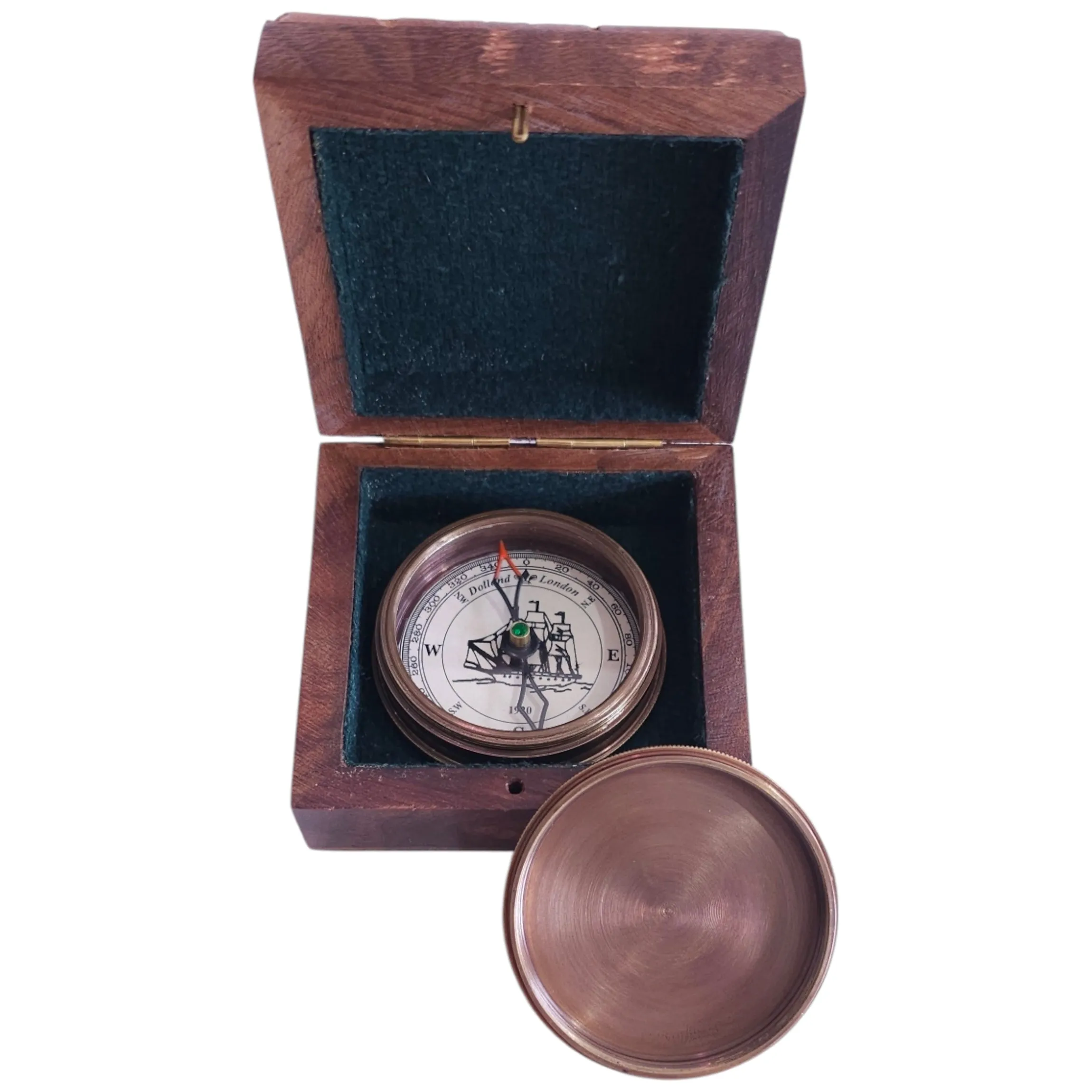 Dollond London Ship Compass | Vintage Brass Nautical Gift | Customisable
