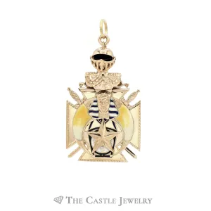 Double Sides Masonic Pendant in 14KT Yellow Gold