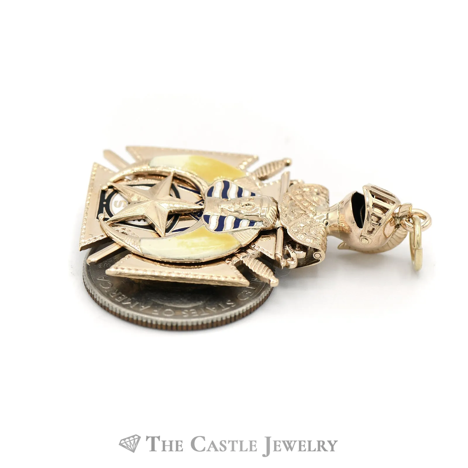 Double Sides Masonic Pendant in 14KT Yellow Gold