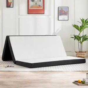 DUMOS Folding Mattress, 3 inch Tri-Fold Memory Foam Mattress, Foldable Mattress Topper with Washable Cover, Foldable Guest Bed, Travel Mat, 80"×60"×3", White