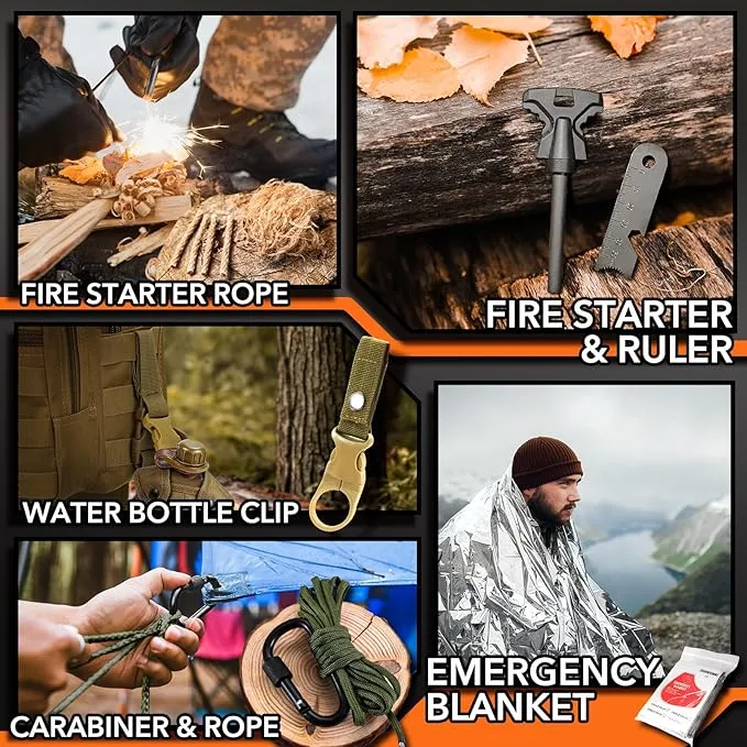 Dusor Gifts for Men, 21 in 1 Survival Kit, Dad Gifts Survival Gear and Supplies, Gifts for Dad Husband, Camping Essentials Must Have, Mens Gifts for Camping Fishing Huntin