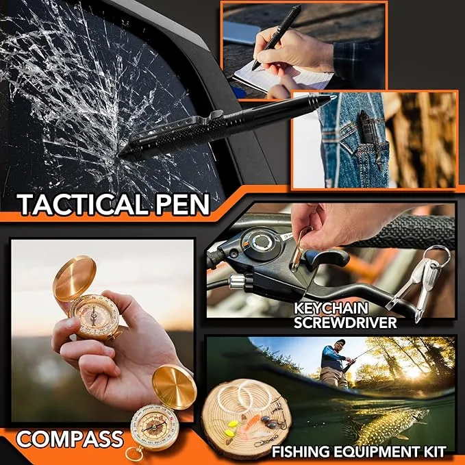 Dusor Gifts for Men, 21 in 1 Survival Kit, Dad Gifts Survival Gear and Supplies, Gifts for Dad Husband, Camping Essentials Must Have, Mens Gifts for Camping Fishing Huntin