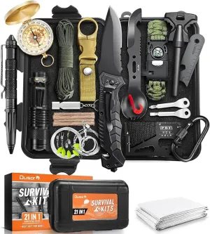 Dusor Gifts for Men, 21 in 1 Survival Kit, Dad Gifts Survival Gear and Supplies, Gifts for Dad Husband, Camping Essentials Must Have, Mens Gifts for Camping Fishing Huntin