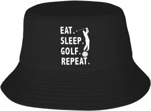 Eat Sleep Golf Repeat,Double Layer Sun Protection Bucket hat, Unisex Portable Sun hat