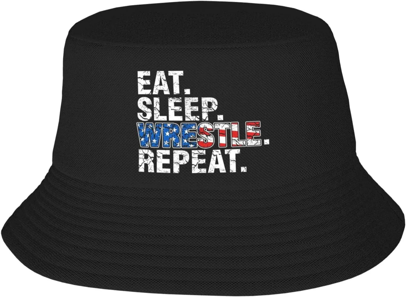 Eat Sleep Wrestle Repeat Wrestling,Double Layer Sun Protection Bucket hat, Unisex Portable Sun hat