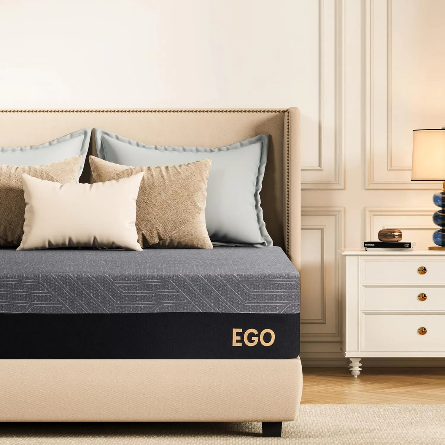 EGOHOME 10 Inch King Memory Foam Mattress for Back Pain, Cooling Copper Gel Bed in a Box, Foam Made in USA, CertiPUR-US Certified, Therapeutic Medium Firm, 76x80x10 Black