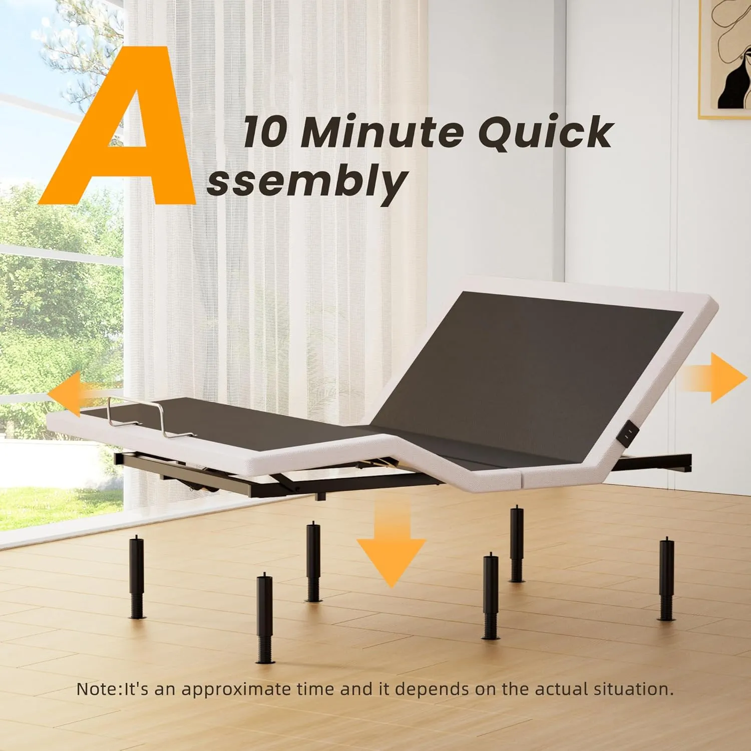 Electric Queen Adjustable Bed Frame with Wireless Remote, Head Foot Incline, USB, Underbed Light - Heavy Duty Platform, Easy Assembly, Zero Gravity - Bedframe Basic with Quiet Motor