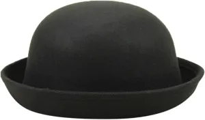 Elegant Adults Solid Hat Roll Up Brim Bowler Hat Bucket Hat for Mens Womens Classic Wool Round Bowler Outdoor Camping Hat