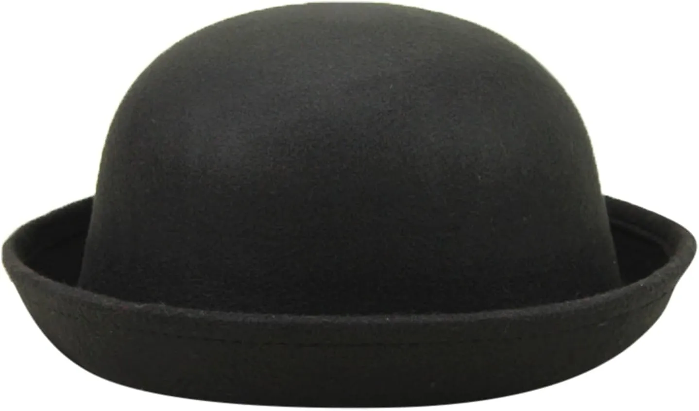 Elegant Adults Solid Hat Roll Up Brim Bowler Hat Bucket Hat for Mens Womens Classic Wool Round Bowler Outdoor Camping Hat