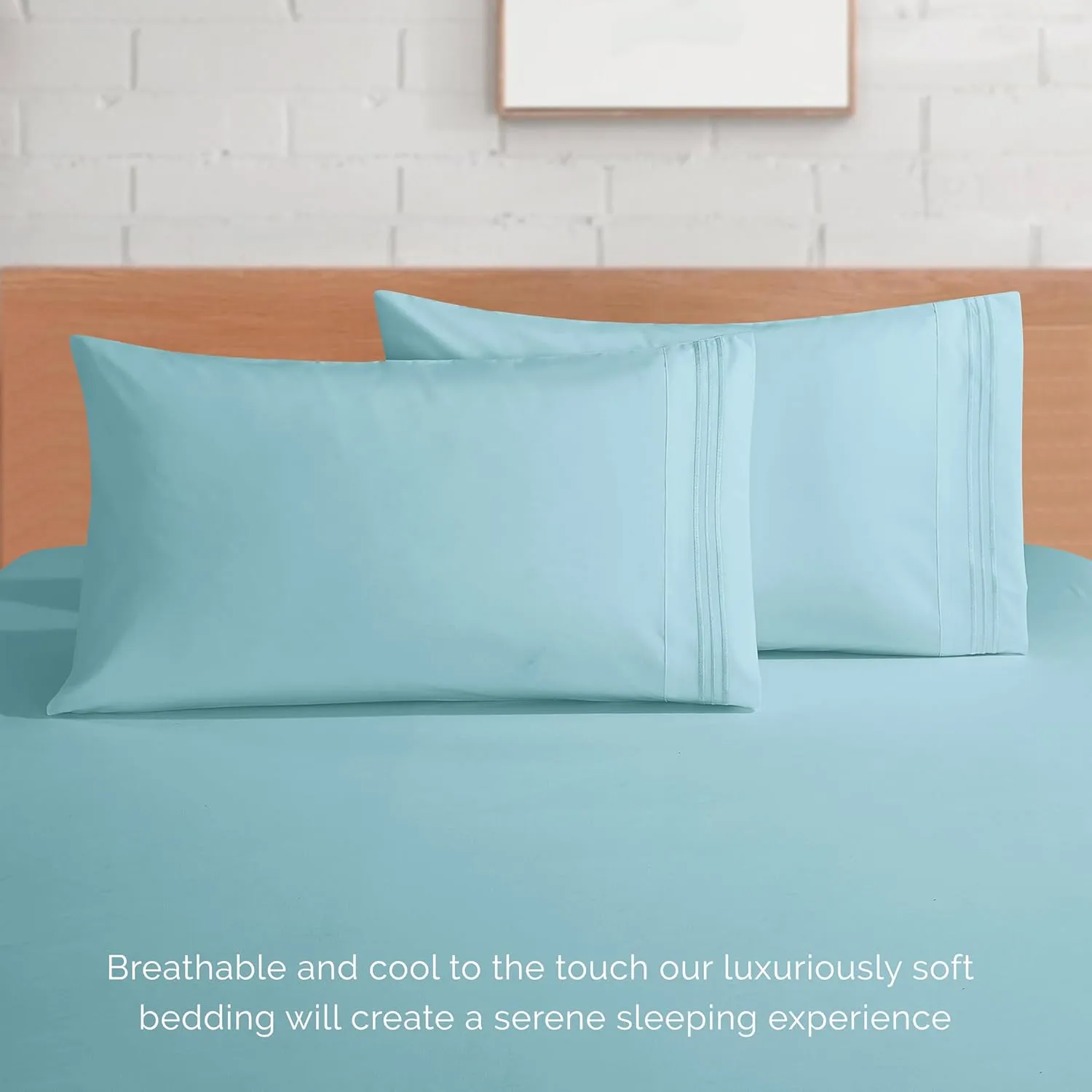Elegant Comfort 4-Piece Bed Sheet Set - Luxury Bedding 1500 Premium Hotel Quality Microfiber, All Around Elastic 18-24 Inches Deep Fitted Sheet- Extra Deep Pocket Sheets, King, Baby Blue
