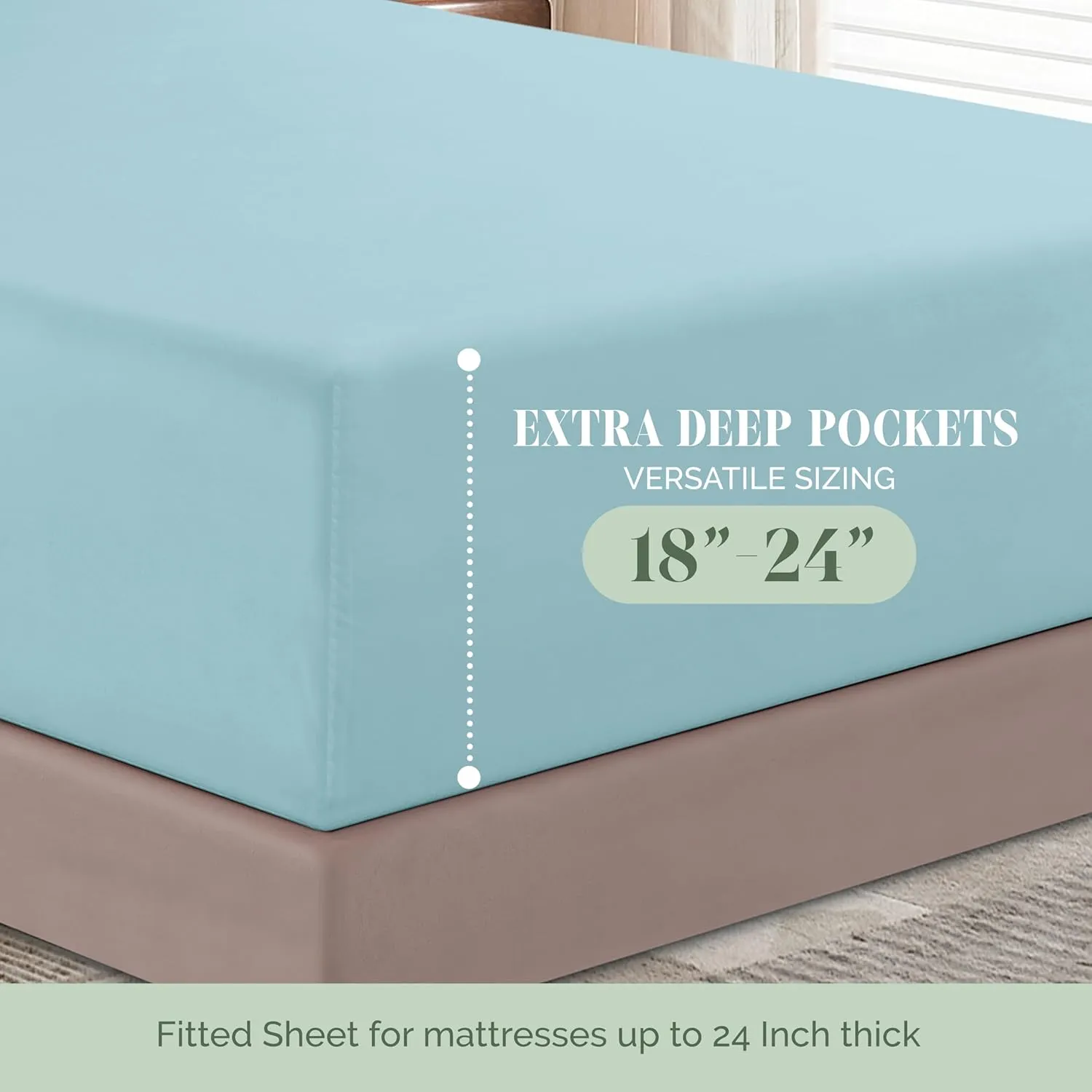 Elegant Comfort 4-Piece Bed Sheet Set - Luxury Bedding 1500 Premium Hotel Quality Microfiber, All Around Elastic 18-24 Inches Deep Fitted Sheet- Extra Deep Pocket Sheets, King, Baby Blue