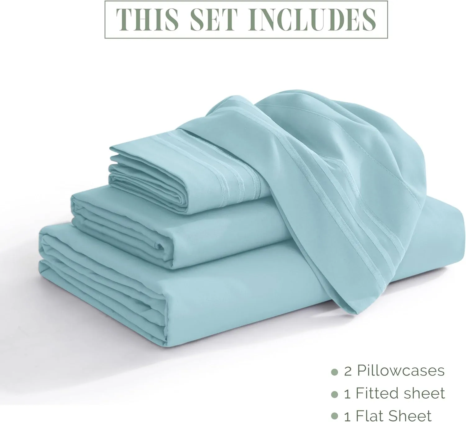 Elegant Comfort 4-Piece Bed Sheet Set - Luxury Bedding 1500 Premium Hotel Quality Microfiber, All Around Elastic 18-24 Inches Deep Fitted Sheet- Extra Deep Pocket Sheets, King, Baby Blue