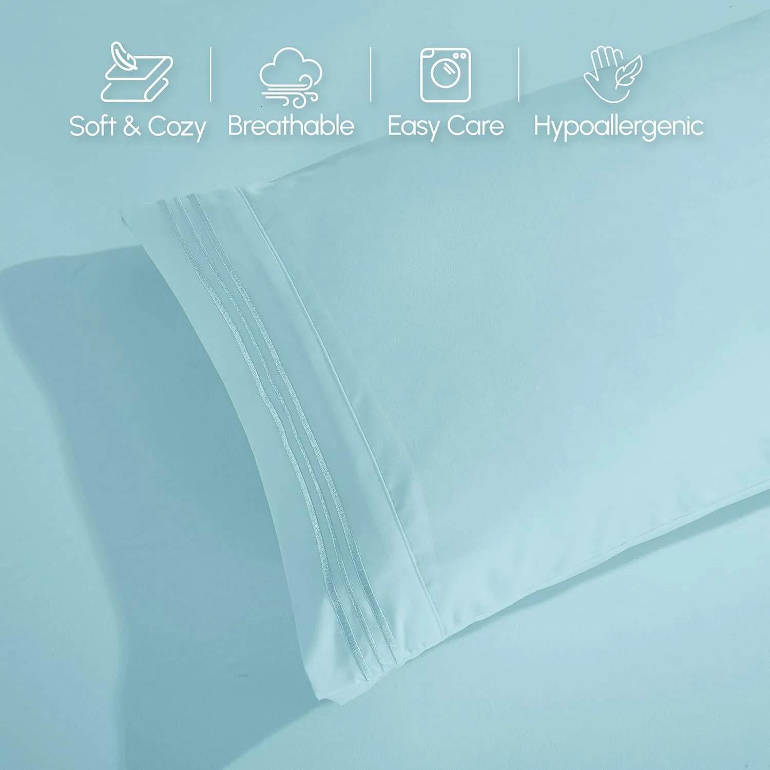 Elegant Comfort 4-Piece Bed Sheet Set - Luxury Bedding 1500 Premium Hotel Quality Microfiber, All Around Elastic 18-24 Inches Deep Fitted Sheet- Extra Deep Pocket Sheets, King, Baby Blue