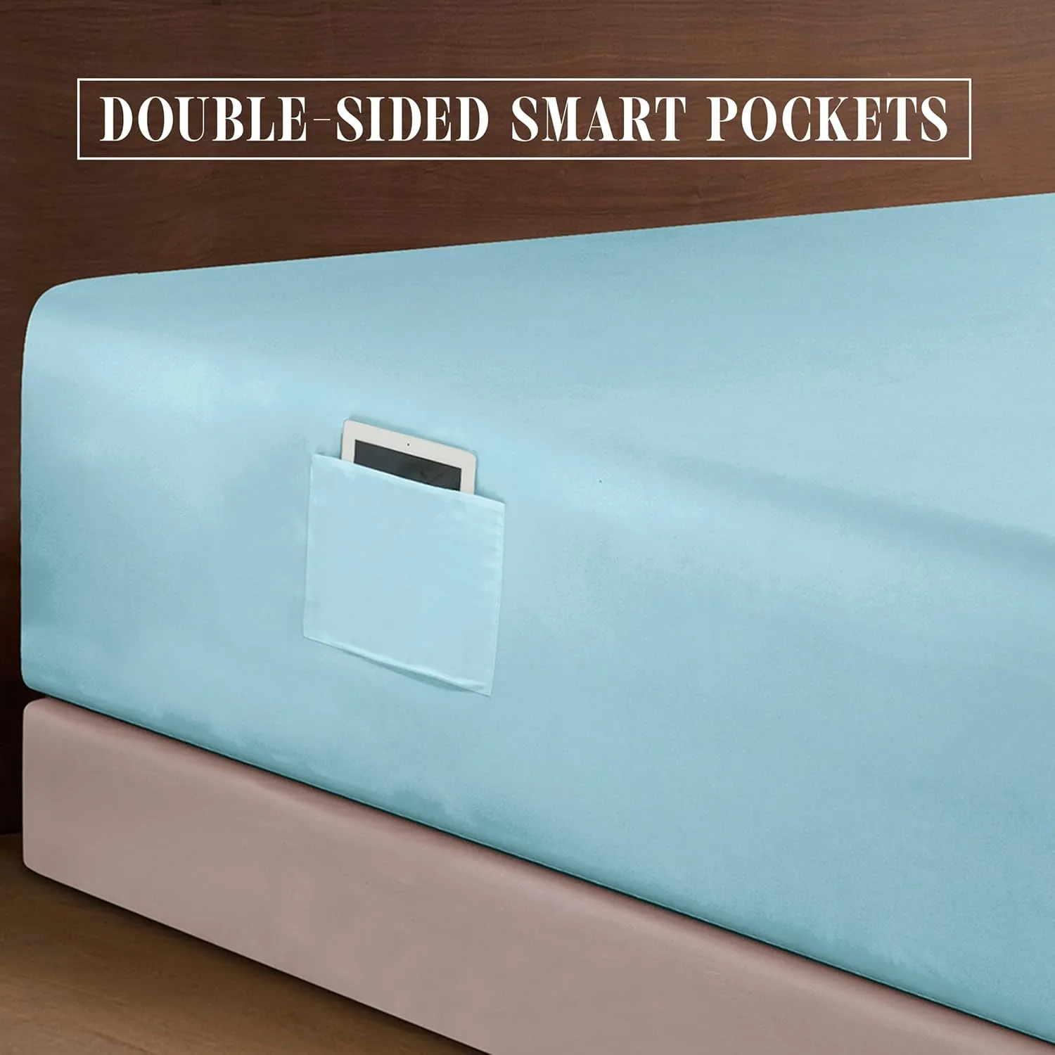 Elegant Comfort 4-Piece Bed Sheet Set - Luxury Bedding 1500 Premium Hotel Quality Microfiber, All Around Elastic 18-24 Inches Deep Fitted Sheet- Extra Deep Pocket Sheets, King, Baby Blue