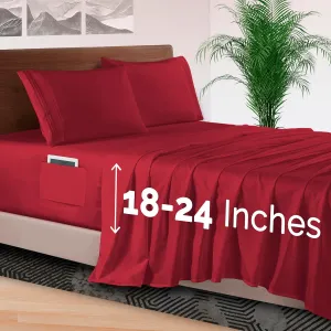 Elegant Comfort 4-Piece Bed Sheet Set - Luxury Bedding 1500 Premium Hotel Quality Microfiber, All Around Elastic 18-24 Inches Deep Fitted Sheet- Extra Deep Pocket Sheets, King, Burgundy