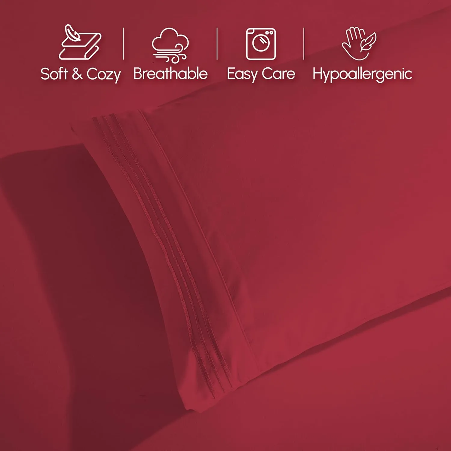 Elegant Comfort 4-Piece Bed Sheet Set - Luxury Bedding 1500 Premium Hotel Quality Microfiber, All Around Elastic 18-24 Inches Deep Fitted Sheet- Extra Deep Pocket Sheets, King, Burgundy