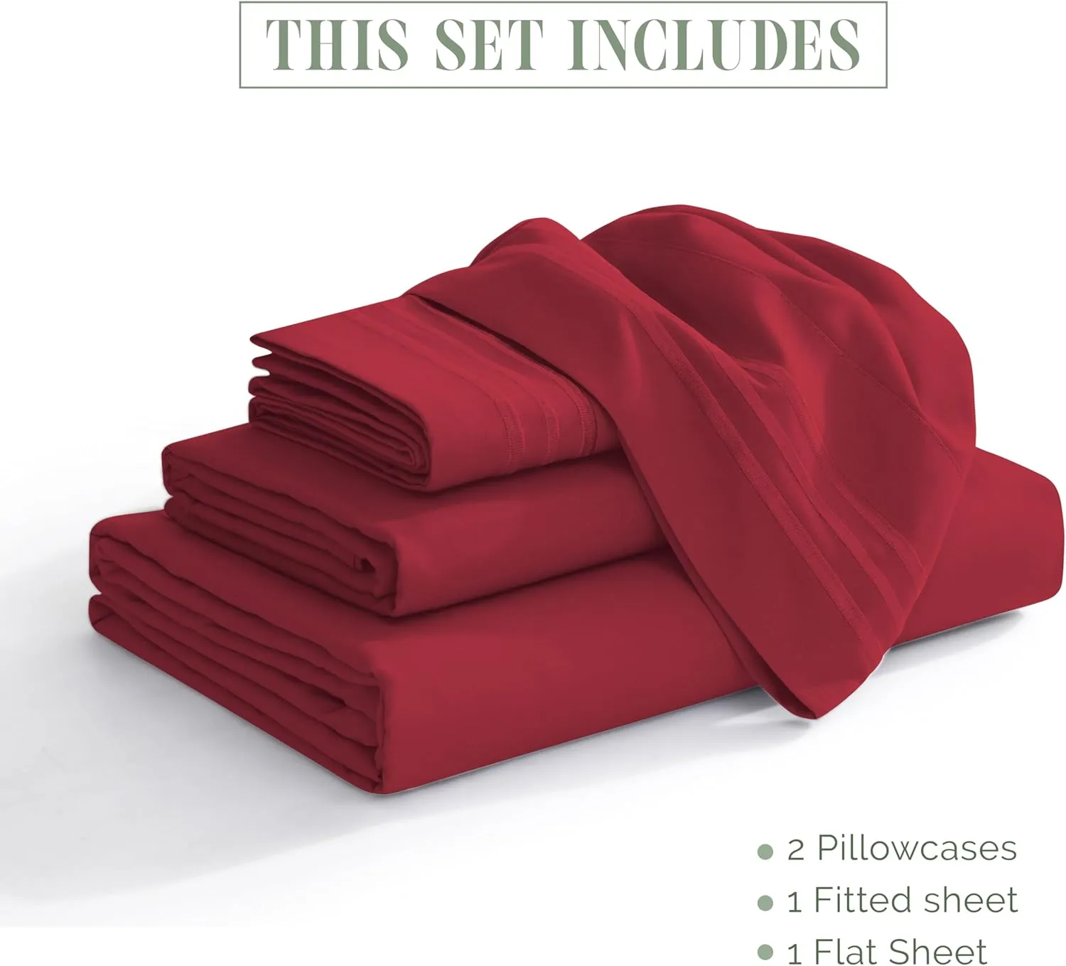 Elegant Comfort 4-Piece Bed Sheet Set - Luxury Bedding 1500 Premium Hotel Quality Microfiber, All Around Elastic 18-24 Inches Deep Fitted Sheet- Extra Deep Pocket Sheets, King, Burgundy