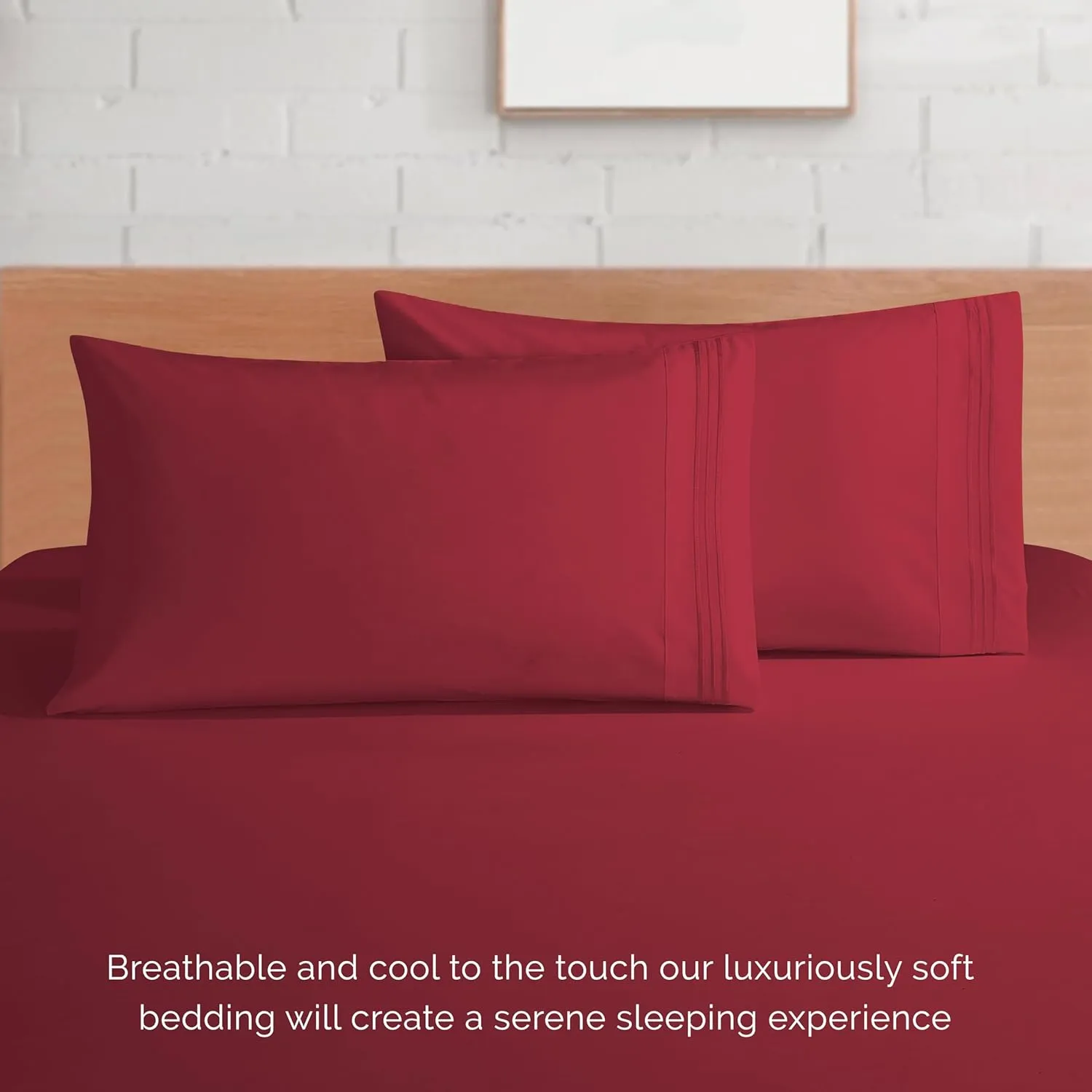 Elegant Comfort 4-Piece Bed Sheet Set - Luxury Bedding 1500 Premium Hotel Quality Microfiber, All Around Elastic 18-24 Inches Deep Fitted Sheet- Extra Deep Pocket Sheets, King, Burgundy
