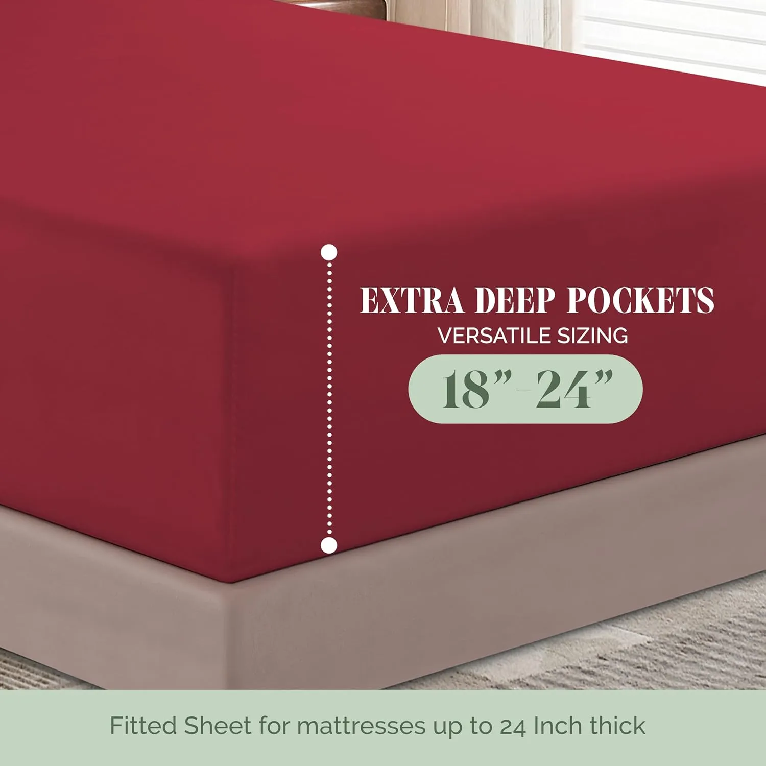 Elegant Comfort 4-Piece Bed Sheet Set - Luxury Bedding 1500 Premium Hotel Quality Microfiber, All Around Elastic 18-24 Inches Deep Fitted Sheet- Extra Deep Pocket Sheets, King, Burgundy