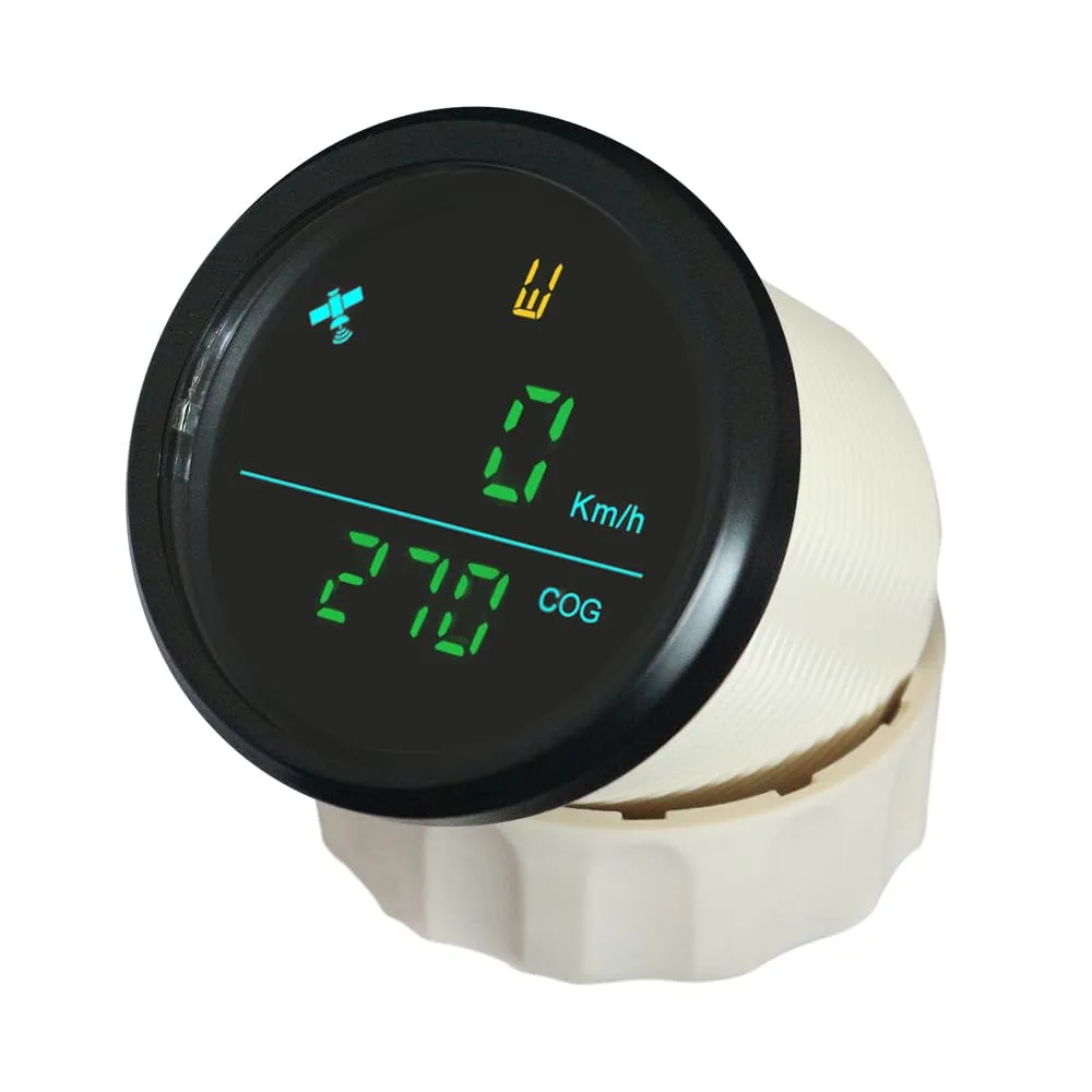 ELING 52mm Universal GPS Speedometer 0-999 km/h Knots mph with Compass 12V 24V for Marine Boat (LCD Doesn't Show Odometer)
