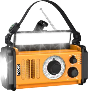 Emergency Crank Weather Radio, Solar Hand Crank NOAA/AM/FM Radio,Portable Dynamo Radio,800LM Crank Flashlight & Reading Lamp,SOS,Earphone Jack, Compass for Hurricane Storm Camping Outdoor Survival Kit