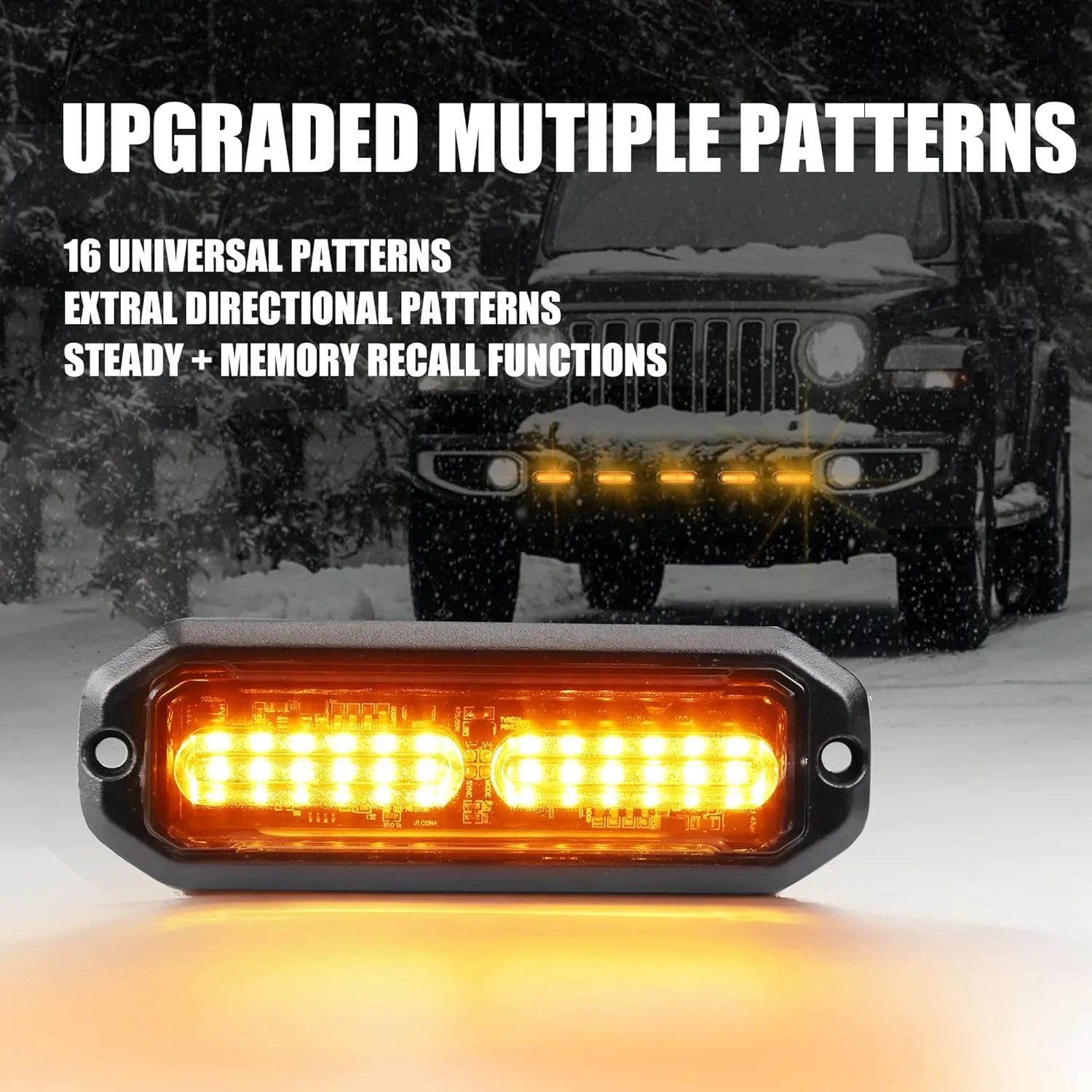 Emergency lights for vehicles, Emergency Strobe Lights Kit Surface Mount Grill Grille light Warning Lighthead 22 Flashing Modes for Off-Road Volunteer Vehicles ATV Trucks 8PCS 12 LED Amber