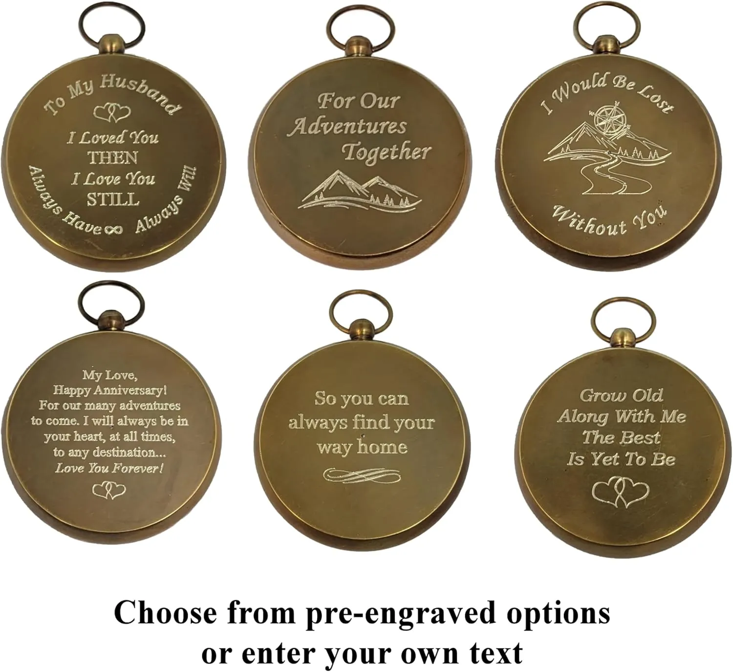 Engraved Anniversary Compass Gifts for Him, Men, Husband, Boyfriend | Personalized Compass Gift with Optional Laser Engraved Wood Box